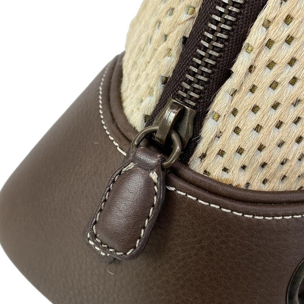Christian Dior DIOR/ChristianDior Trailer Handbag Dark Brown Cream Unborn Calf - Picture 12 of 15